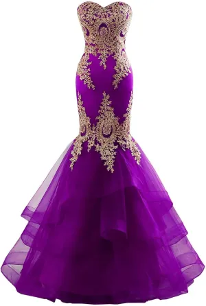 Mermaid Tulle Prom Dresses for Women 2025 Long Lace Appliques Sweetheart Formal Dress Wedding Evening Party Gowns