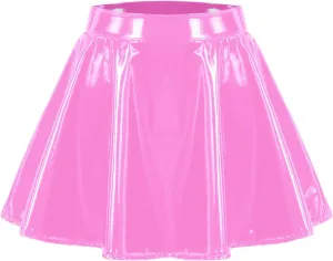 Mini Skirts for Women Ladies Glossy Pleated Short Skirt Large Size Performance Skirt Skirt Skirt Black Skirt for