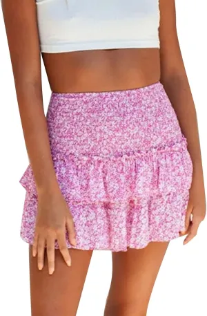 Mini Skirts Womens Sexy Skirt Pleated Skirt Ruffle Printed Skirt Fashion Printed Pleated Lace Skirt Black Skirts