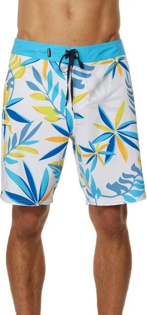 O'NEILL Men's 19 Inch Tropical Print Boardshorts - Quick Dry Swim Trunks for Men with Fabric and Pockets