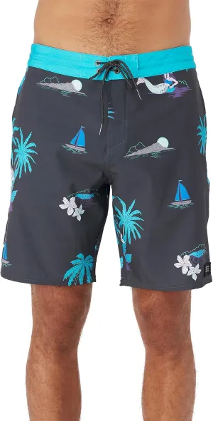 O'NEILL Men's 19 Inch Tropical Print Boardshorts - Quick Dry Swim Trunks for Men with Fabric and Pockets