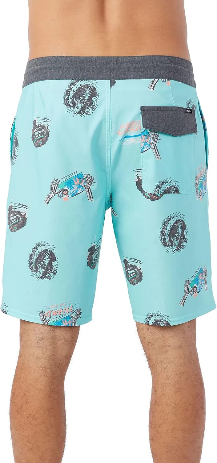 O'NEILL Men's 19 Inch Tropical Print Boardshorts - Quick Dry Swim Trunks for Men with Fabric and Pockets