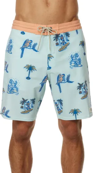 O'NEILL Men's 19 Inch Tropical Print Boardshorts - Quick Dry Swim Trunks for Men with Fabric and Pockets