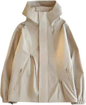 Outdoor Rain Jacket Men Waterproof Lightweight Outdoor Softshell Windbreaker Plain Hooded Rain Coat With Zip Pockets