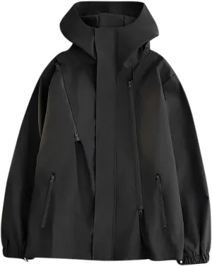 Outdoor Rain Jacket Men Waterproof Lightweight Outdoor Softshell Windbreaker Plain Hooded Rain Coat With Zip Pockets