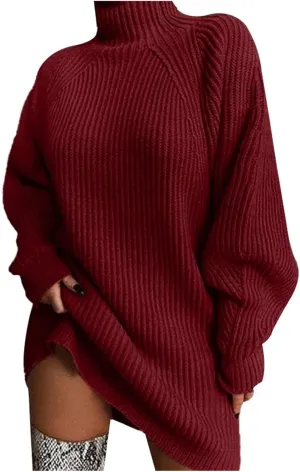 Oversized Sweaters Dress for Women Long Sleeve Kint Turlenck Sweater Fall Button Down Coats Knitted Loose Coat