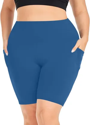 Plus Size Gym Shorts for Women Seamless High Waist Stretchy Yoga Leggings Tummy Hide Slimming Workout Biker Shorts