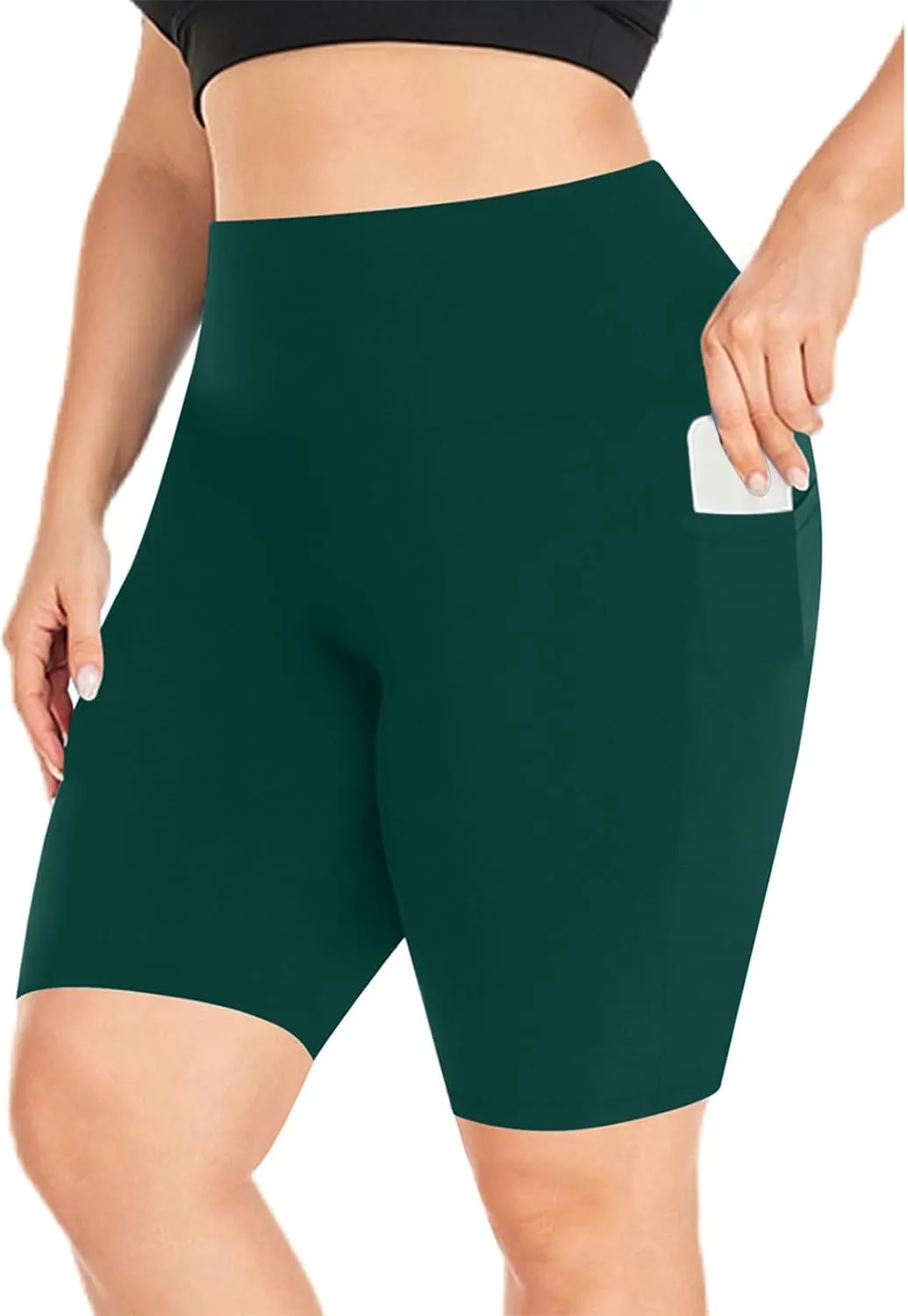 Plus Size Gym Shorts for Women Seamless High Waist Stretchy Yoga Leggings Tummy Hide Slimming Workout Biker Shorts