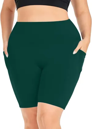 Plus Size Gym Shorts for Women Seamless High Waist Stretchy Yoga Leggings Tummy Hide Slimming Workout Biker Shorts