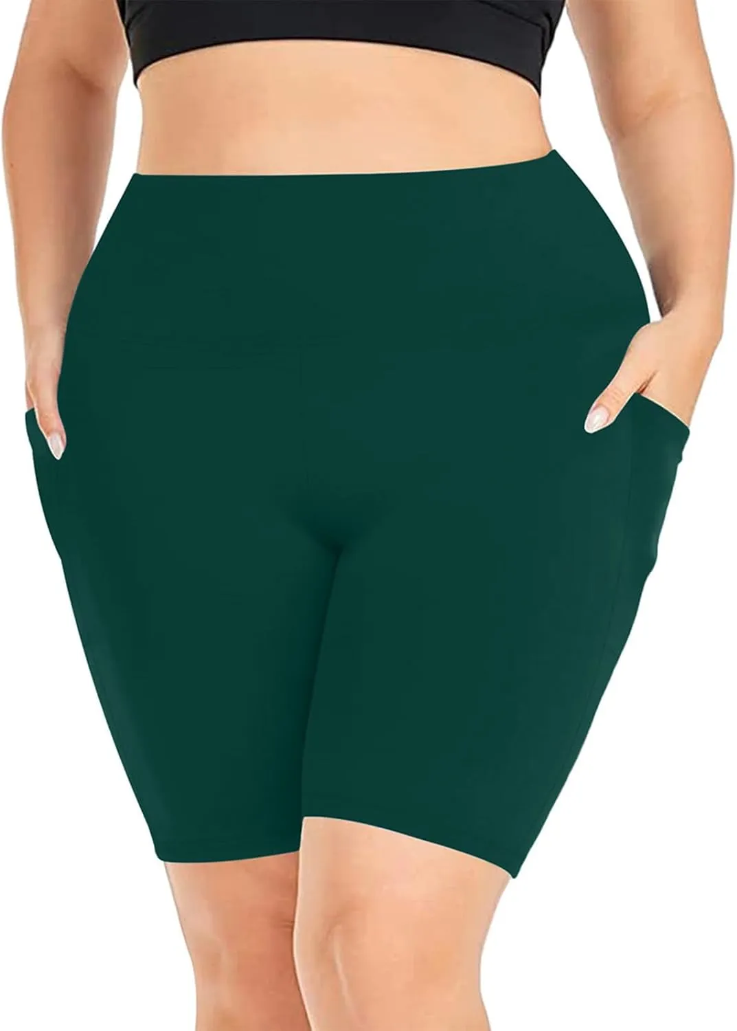 Plus Size Gym Shorts for Women Seamless High Waist Stretchy Yoga Leggings Tummy Hide Slimming Workout Biker Shorts