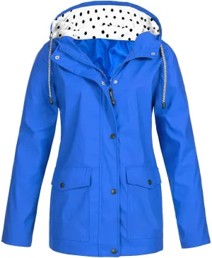 Rain Coat for Women Waterproof Outdoor Hiking Raincoat Lined Rain Jacket Lightweight Hooded Jackets Trench Coats