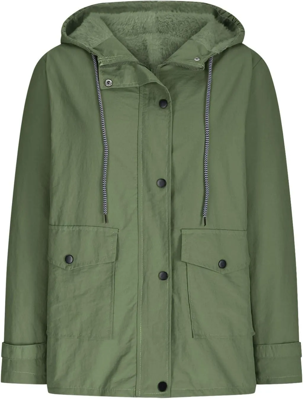 Rain Jacket Women Fleece Lined Waterproof Raincoat for Outdoor Hiking Windbreaker Warm Hooded Rain Jacket with Pockets