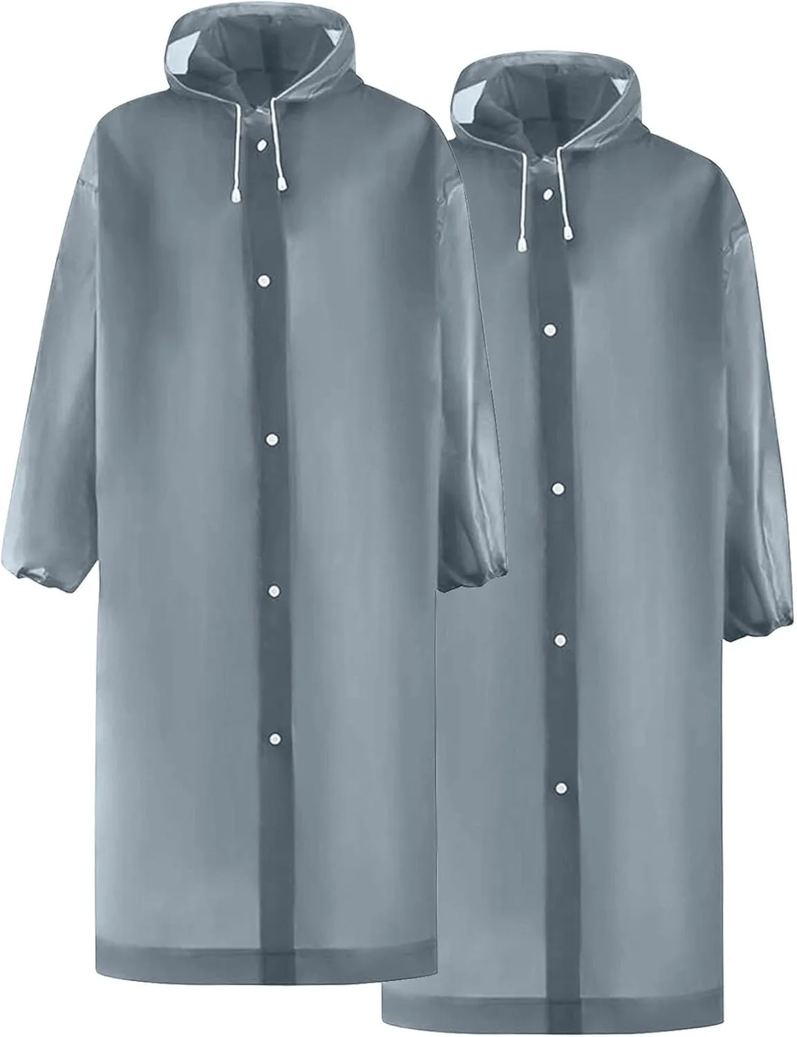 Rain Ponchos for Adults Reusable 2 Pack Lightweight Hooded Raincoat Casual Drawstring Waterproof Rain Jacket