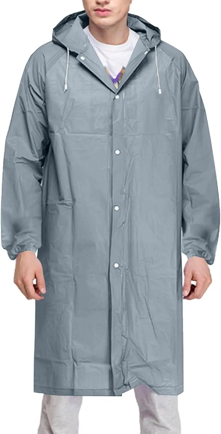 Rain Ponchos for Adults Reusable 2 Pack Lightweight Hooded Raincoat Casual Drawstring Waterproof Rain Jacket