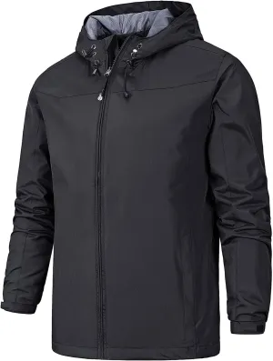 RTRDE Men's Jackets Waterproof Lightweight Raincoat With Hood Outdoor Shell Jacket Hiking Windbreaker Jackets, XL-5XL