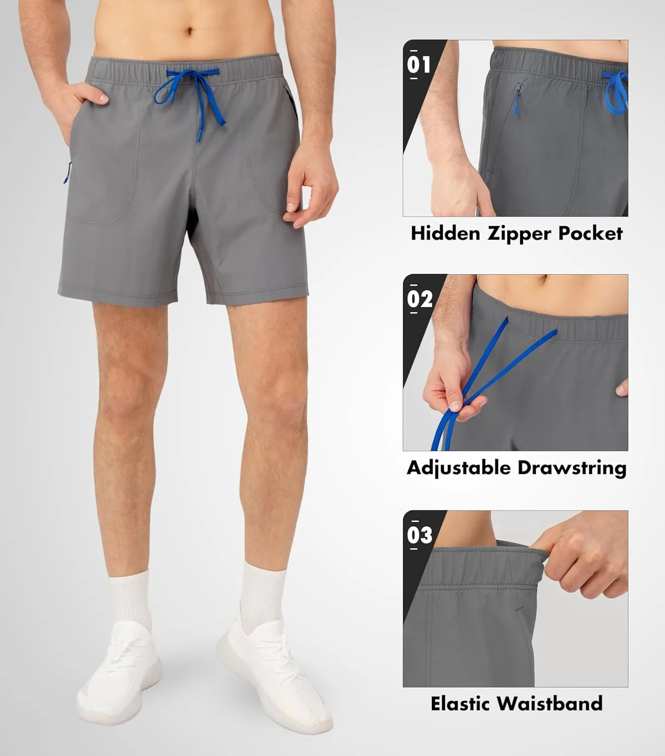 Separatec Mens Athletic Gym Shorts - Breathable Men's Quick Dry Short with Zipper Pockets for Running, Workout