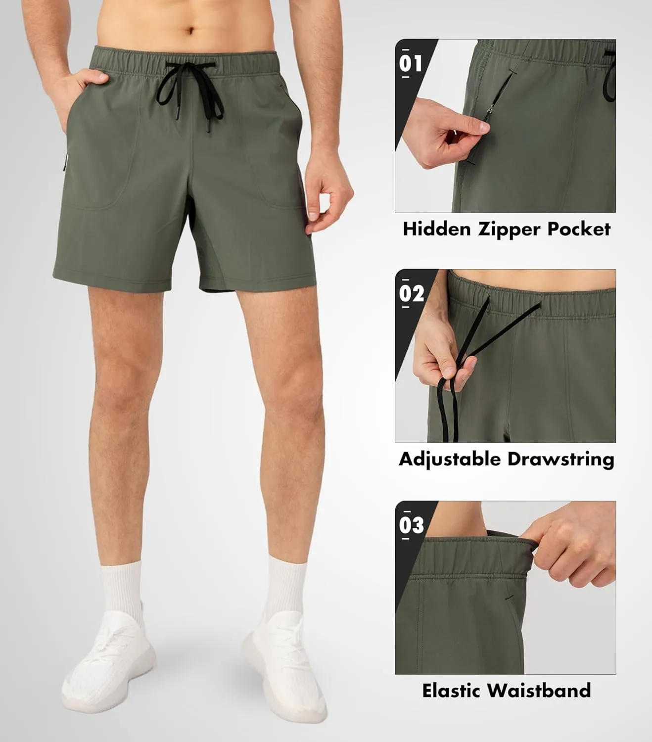 Separatec Mens Athletic Gym Shorts - Breathable Men's Quick Dry Short with Zipper Pockets for Running, Workout