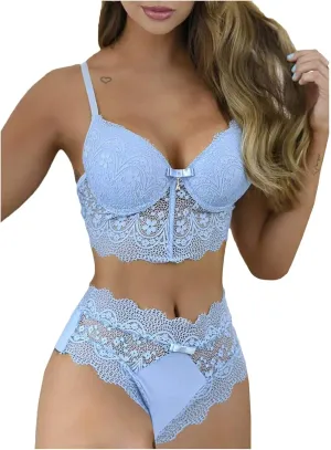 Sexy Lingerie for Women Lace Bra Panty Set Super Stretchy Lace Bra Two Piece Lingerie Sets Sheer Bralette Underwear