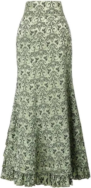 Skirts for Women Long Full Length Trendy Flare High Elastic Waist Boha Floral Print Palazzo Skirts for Women Fashion