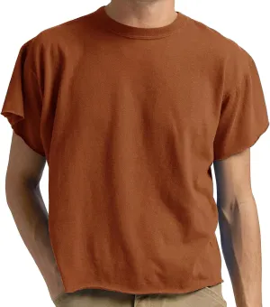 Sunborui Men's Boxy Cropped Raw Cut Tee Short Sleeve Round Neck T Shirts Casual Basic Tops