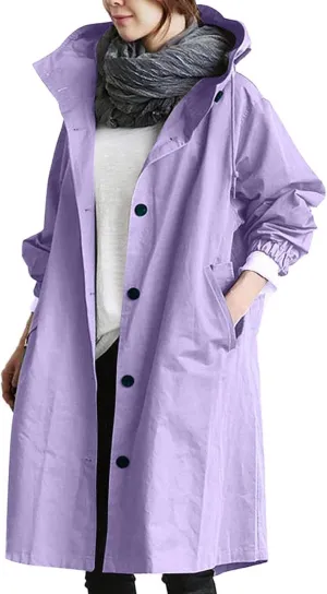 TARIENDY Rain Jacket for Women Trendy 2025 Hooded Windbreaker Lightweight Raincoat Outdoor Hiking Sportswear Travel Jacket