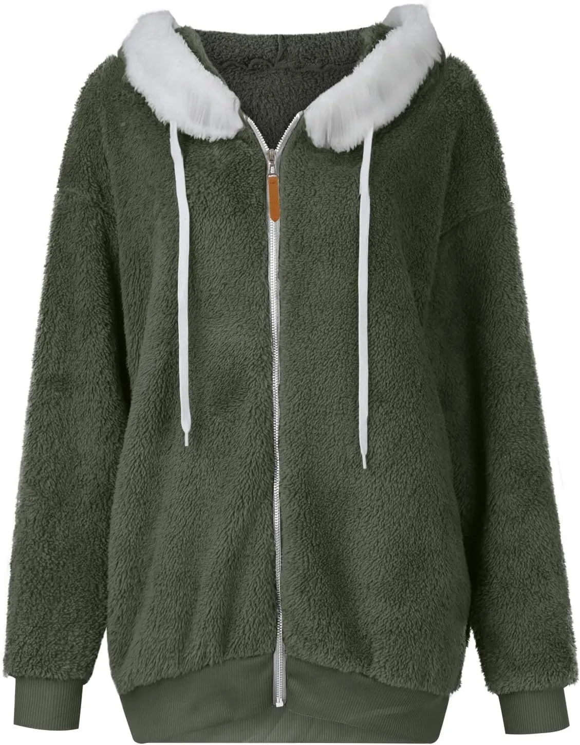 Winter Jackets for Women Full Zip Up Fuzzy Fleece Jacket Hooded Color Block Patchwork Cardigan Coats with Pockets