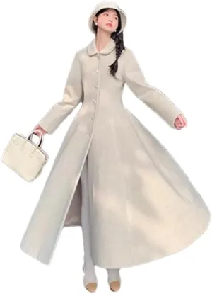 Womans Wool & Blends Coat For Elegant Clothing Skirted Woolen Overcoat