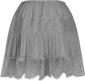 Women Lace Embroidered Tutu Skirt, Elastic Waist Irregular Hem Puffy Fairy Skirts Solid Color Versatile Party Clothes