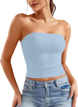 Women Tube Top 2025 Summer Outfits Going Out Bandeau Sleeveless Strapless Tank Tops