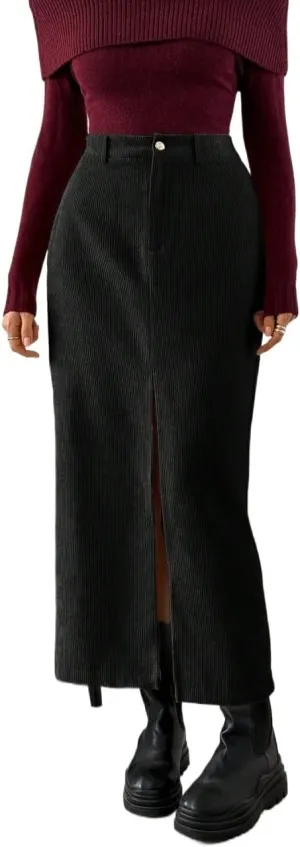 Women's 2025 Casual Maxi Long Skirts High Slit Casual Skirt