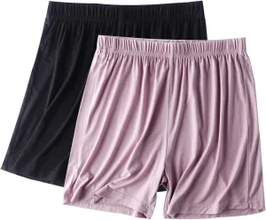 Womens 2Pack Pajama Shorts Casual Lounge Shorts Elastic High Waisted Sleep Shorts Soft Comfort Pj Bottoms M-4XL