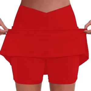 Women's Basic Versatile Stretchy Solid Flared Casual Mini Skater Skirt, S-5XL