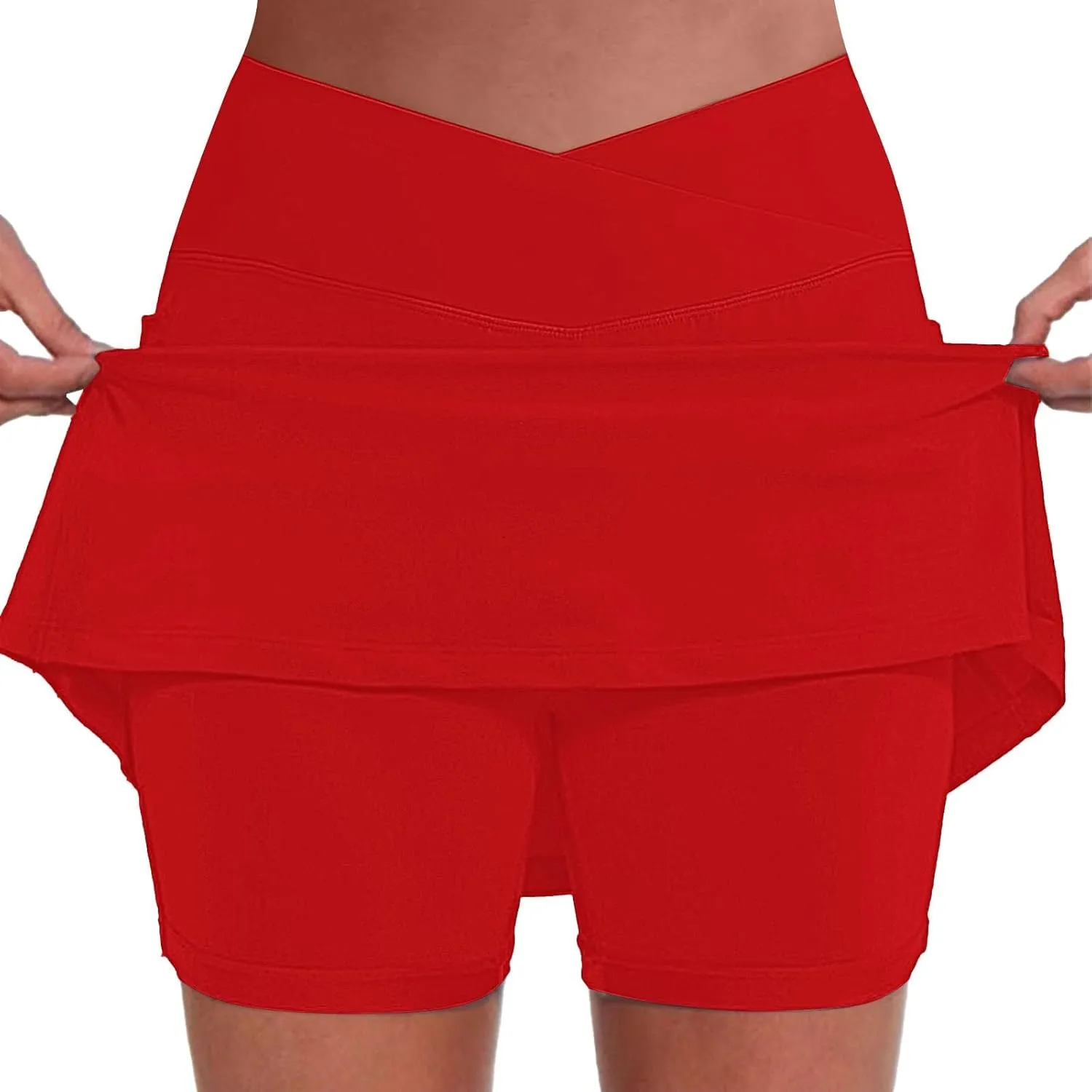 Women's Basic Versatile Stretchy Solid Flared Casual Mini Skater Skirt, S-5XL