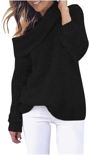 Womens Chunky Cable Knit Sweaters Casual Loose Turtle Neck Long Sleeve Tunic Tops 2024 Fall Trendy Outfits Jumpers
