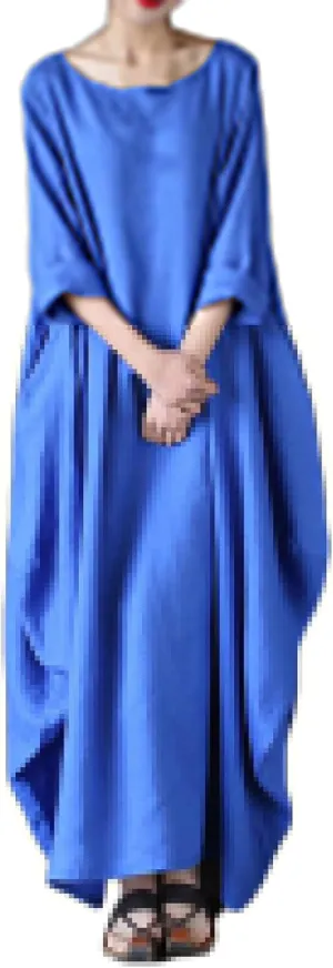 Womens Dresses Plus Size Summer Loose Fit Maxi Long Dress Oversize Long Sleeve Summer Flowy Swing Sundress 2025
