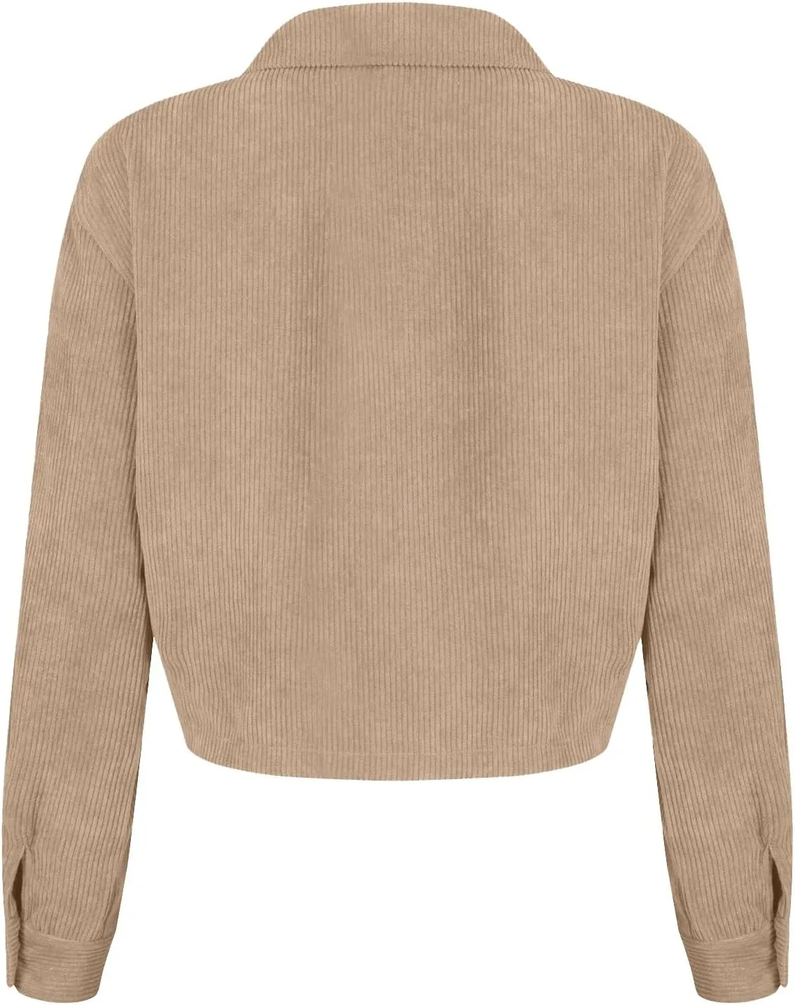 Women's Fashion Cropped Shacket Button Down Corduroy Shacket Jackets Casual Long Sleeve Fall Jackets Tops 2024