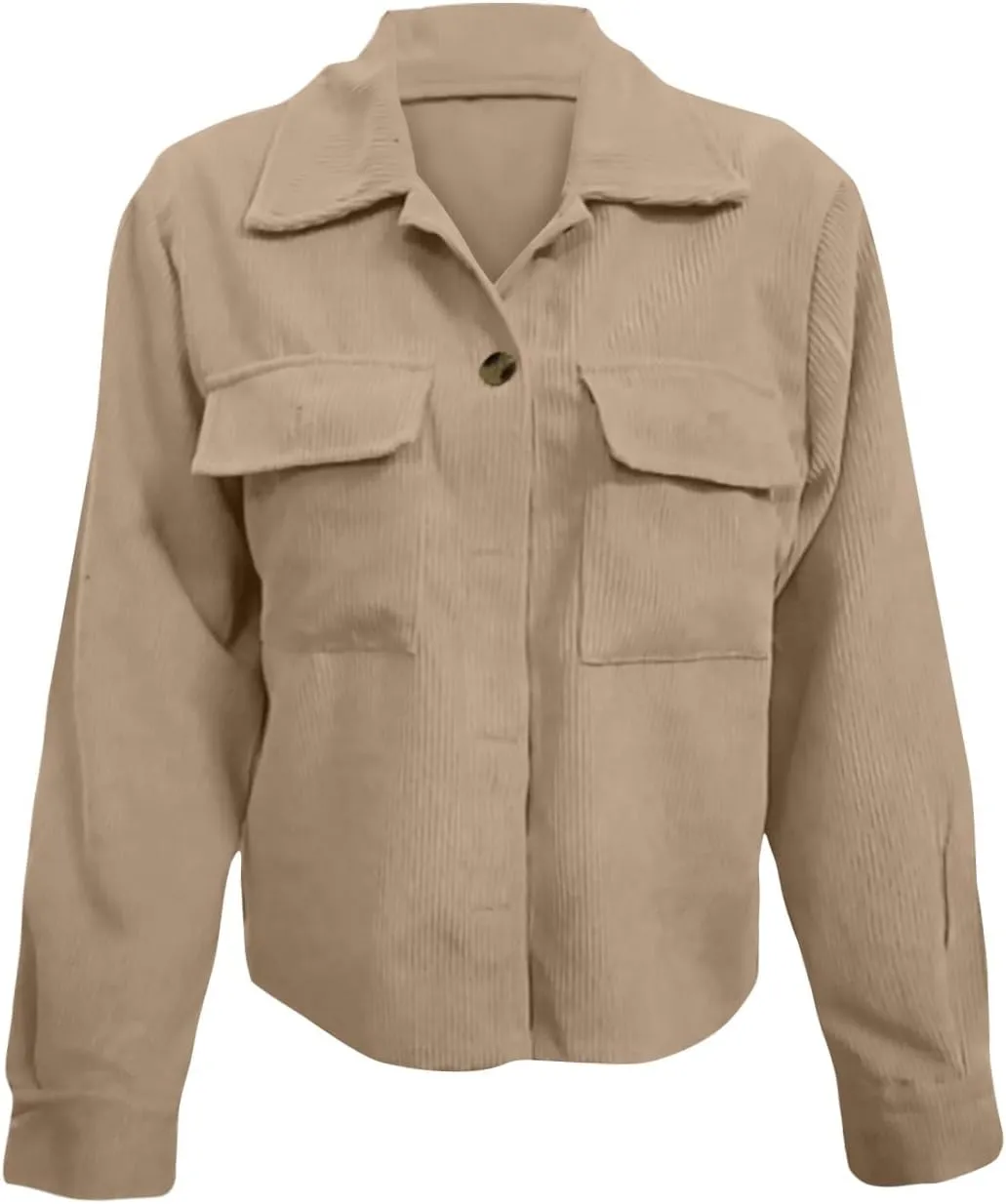 Women's Fashion Cropped Shacket Button Down Corduroy Shacket Jackets Casual Long Sleeve Fall Jackets Tops 2024