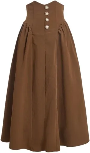 Womens High Waist Button Front Flared Midi Skirt Flared Knee Length Skirts for Women