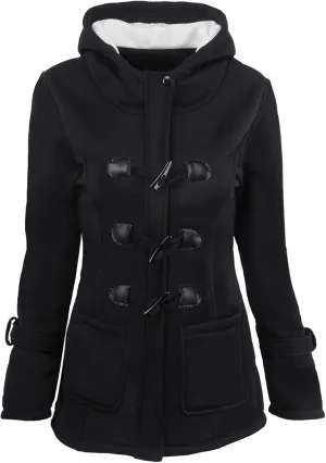 Womens Mid Long Pep Trench Coat Sweatshirt Warm Long Solid Color Pocket Coat Jacket Causal Womens Winter Wool Coat