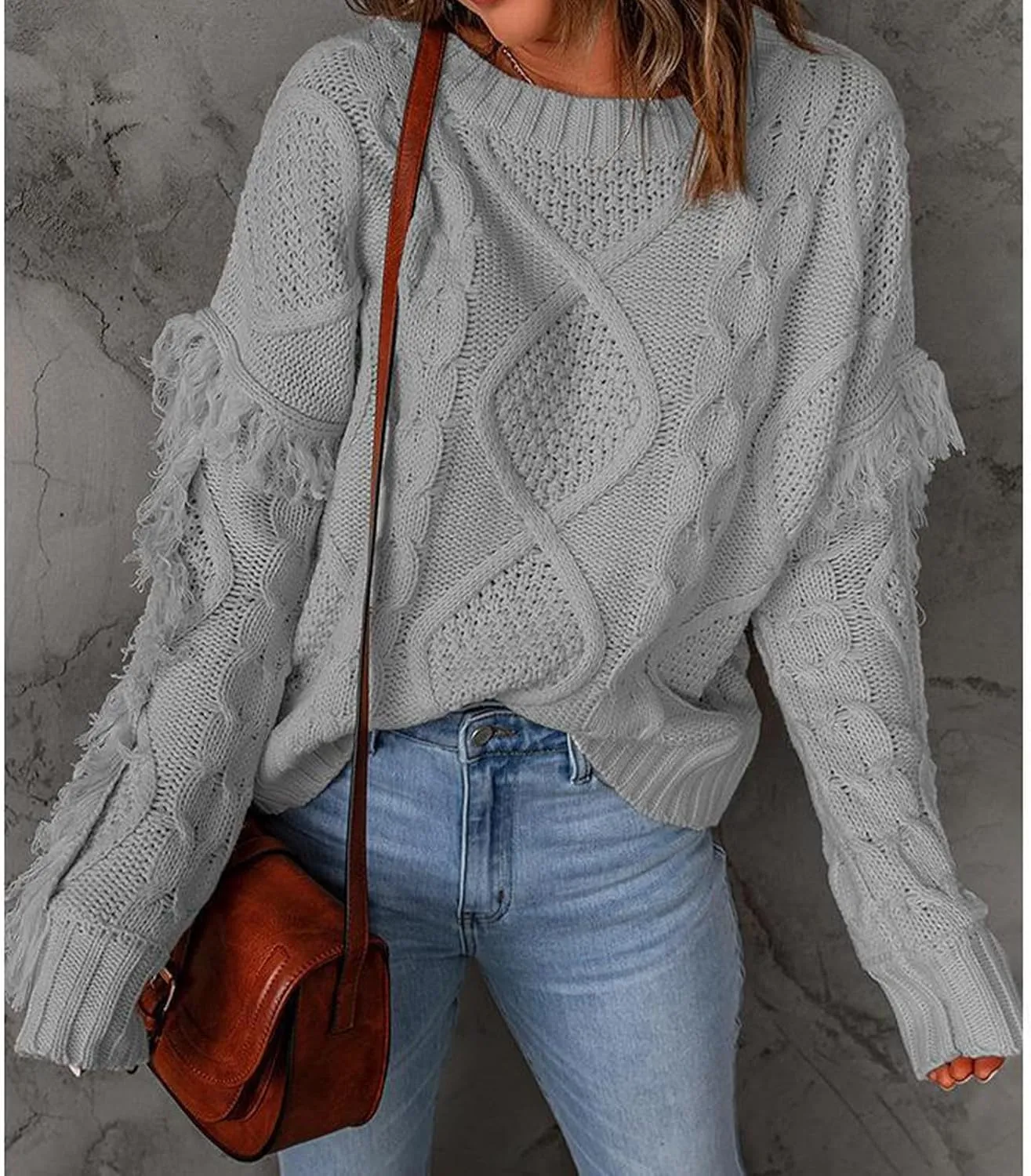 Womens Oversized Chunky Cable Knit Sweater 2024 Fall Long Sleeve Crewneck Pullover Sweaters Tops Winter Outfits