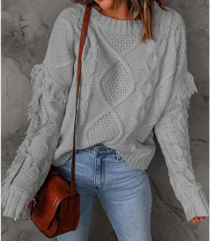 Womens Oversized Chunky Cable Knit Sweater 2024 Fall Long Sleeve Crewneck Pullover Sweaters Tops Winter Outfits