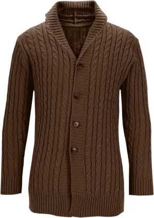 Xiaojmake Mens Cardigan Sweater Shawl Collar Sweater Button Down Open Front Sweater Long Sleeve Knitted Sweater Jackets Coats