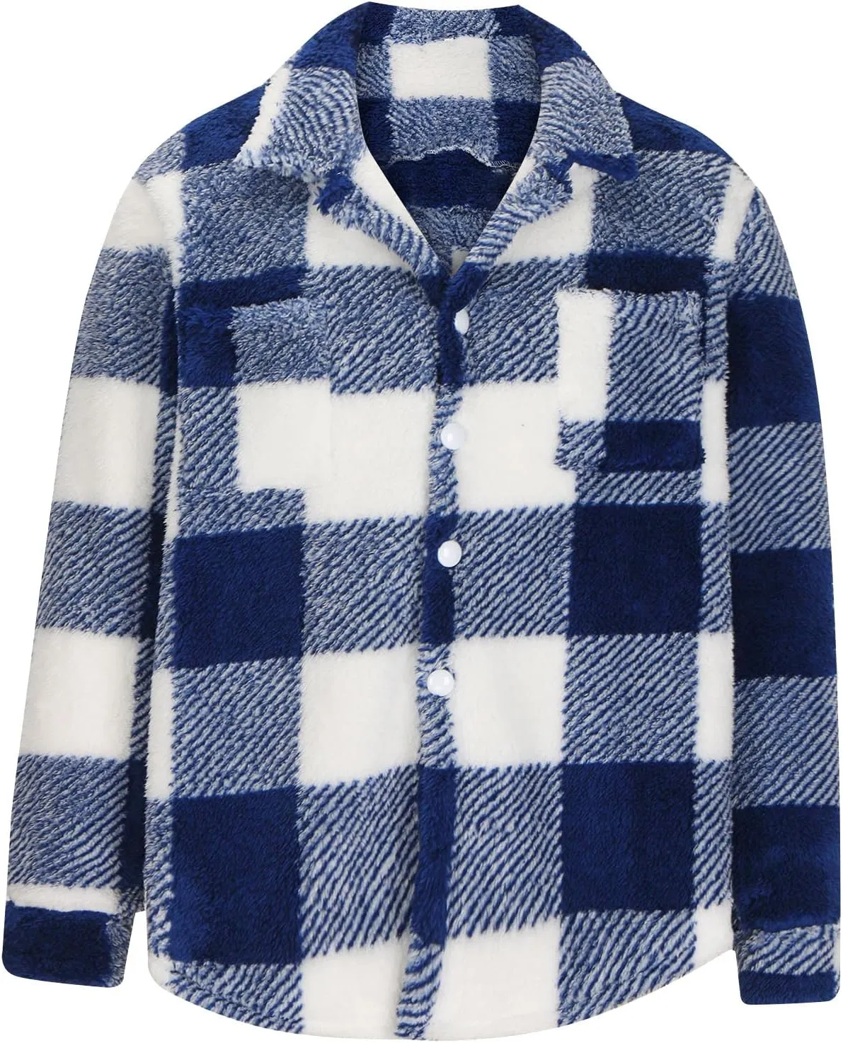 Xiaojmake Men's Warm Sherpa Lined Coat Lapel Collared Plaid Fleece Thick Jacket Flannel Jacket Sherpa Fleece Lined Coats