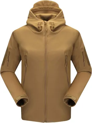 Xiaojmake Military Tactical Hooded Jackets Soft Shell Windproof Fleece Hoodie Jacket Outdoor Waterproof Softshell Jacket Coat