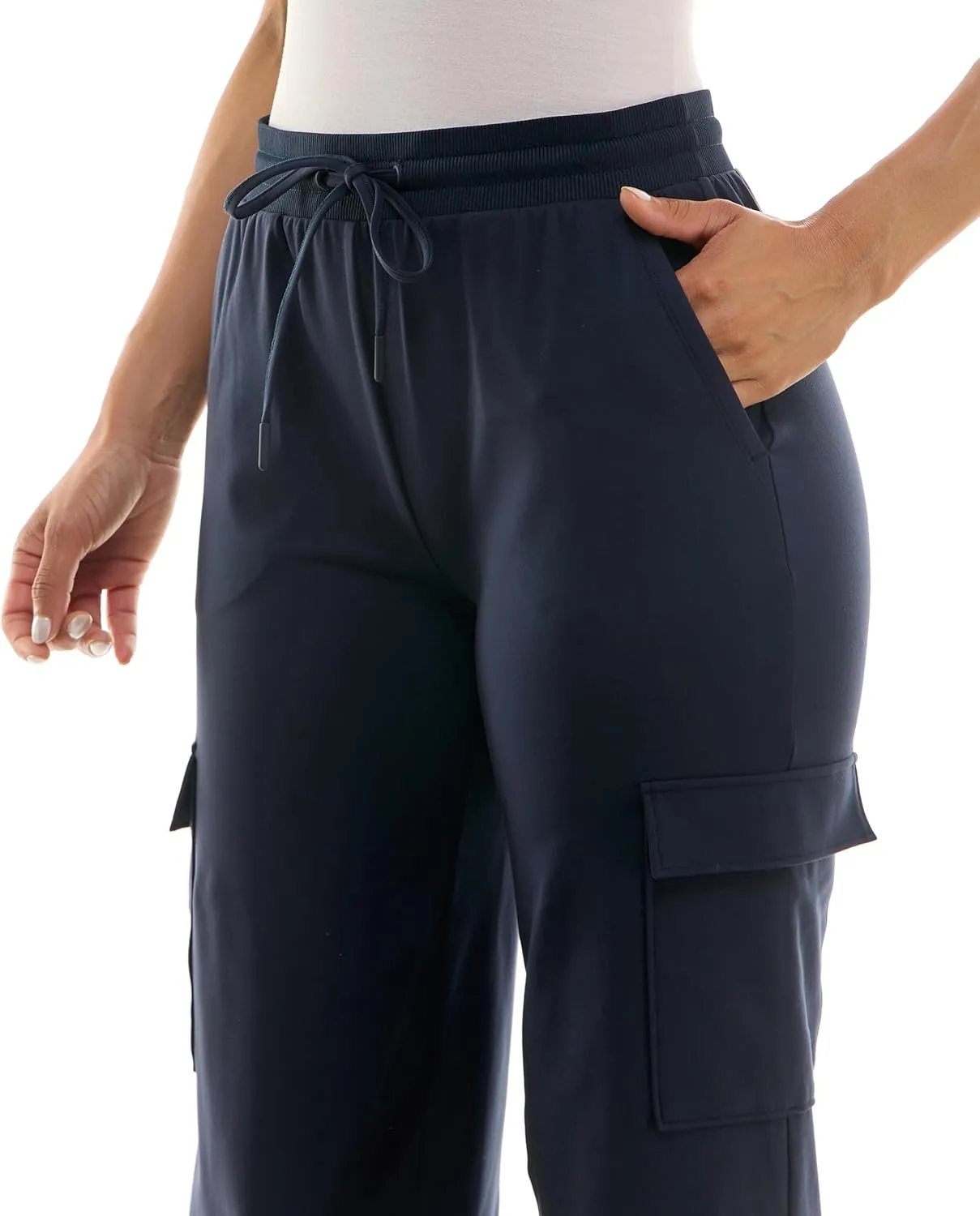 Zac & Rachel Women's Brushed Dty Wide Leg Jogger with Cargo Pocket Detail