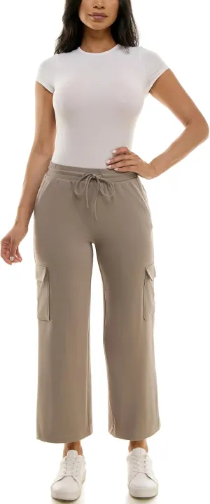 Zac & Rachel Women's Brushed Dty Wide Leg Jogger with Cargo Pocket Detail