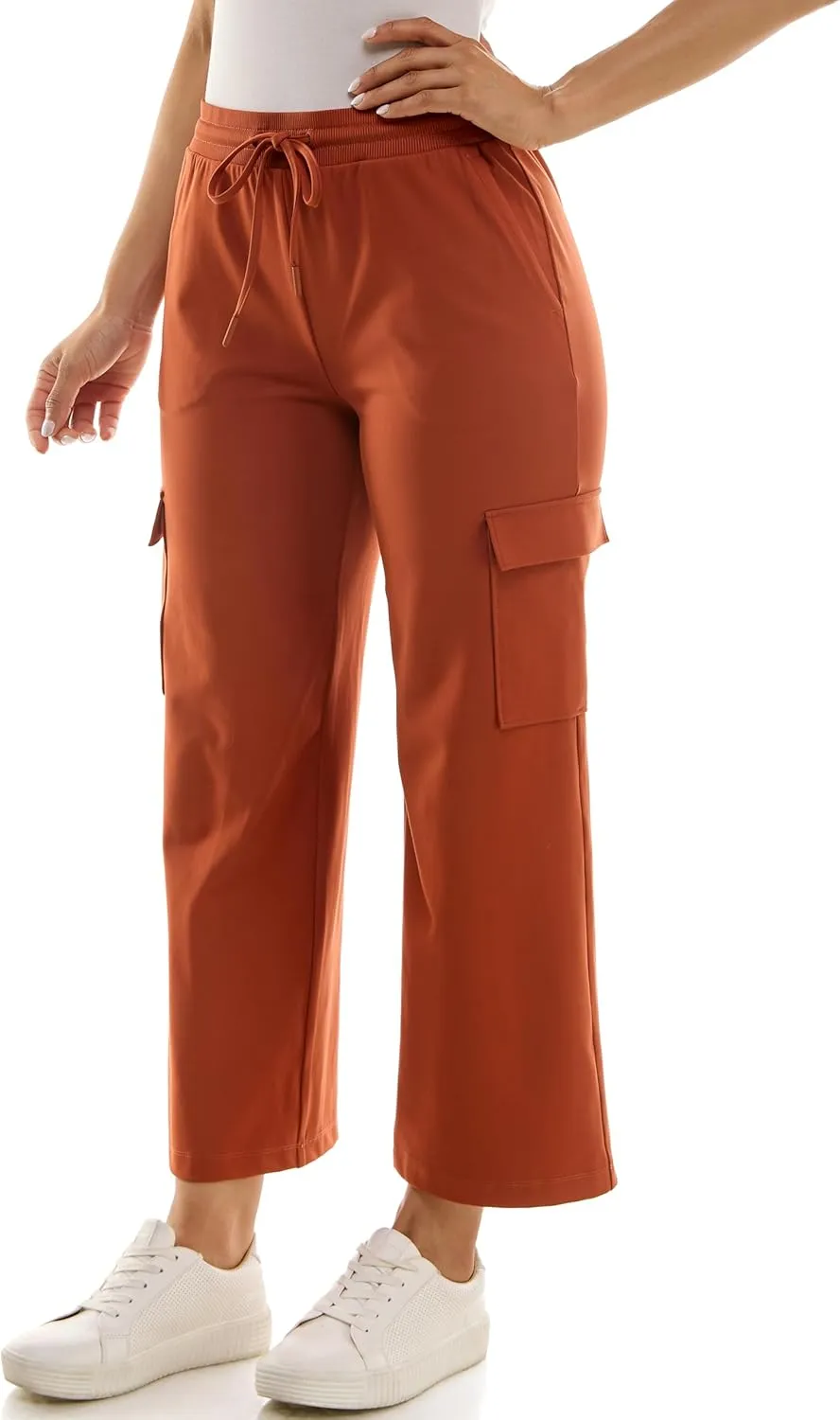 Zac & Rachel Women's Brushed Dty Wide Leg Jogger with Cargo Pocket Detail