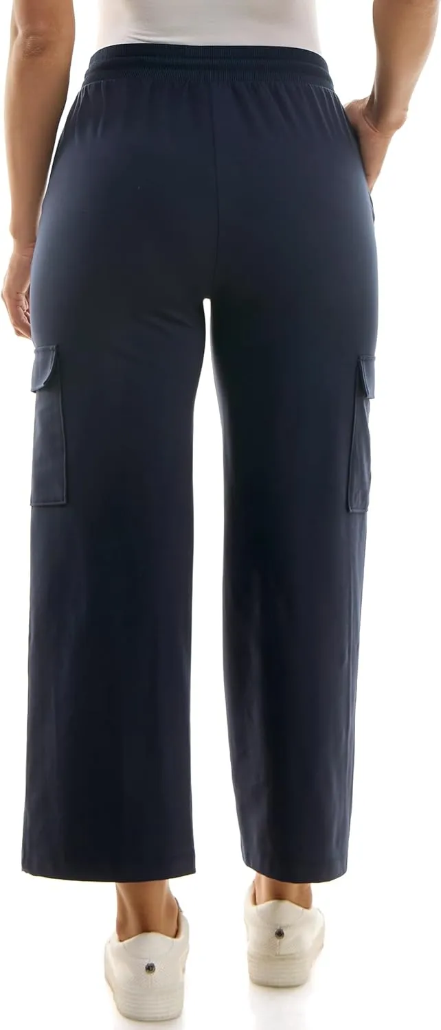 Zac & Rachel Women's Brushed Dty Wide Leg Jogger with Cargo Pocket Detail