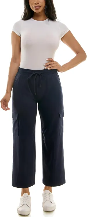 Zac & Rachel Women's Brushed Dty Wide Leg Jogger with Cargo Pocket Detail