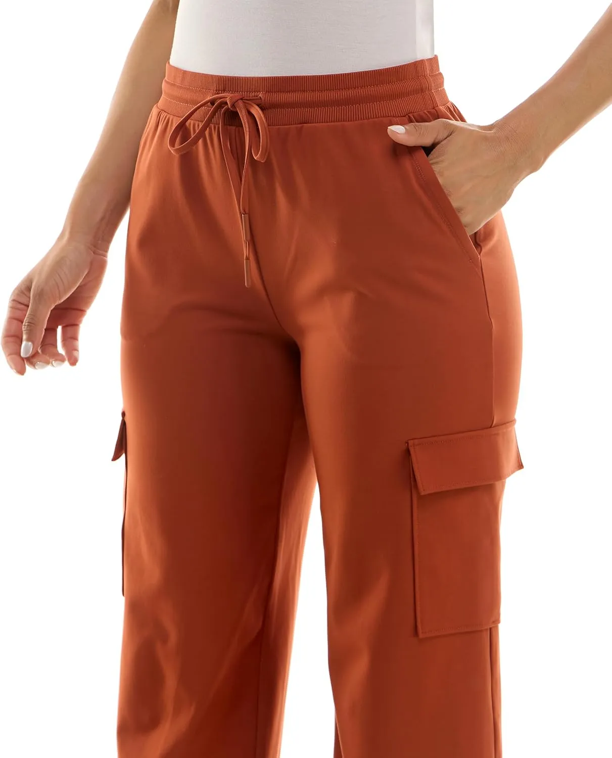 Zac & Rachel Women's Brushed Dty Wide Leg Jogger with Cargo Pocket Detail